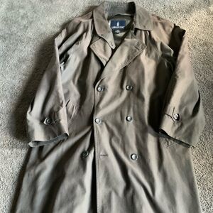 London Fog Gray/Green Trench Coat Classic Design